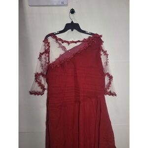 Womens 3/4 sleeve‎ sheer floral embroidered formal dress 4XL